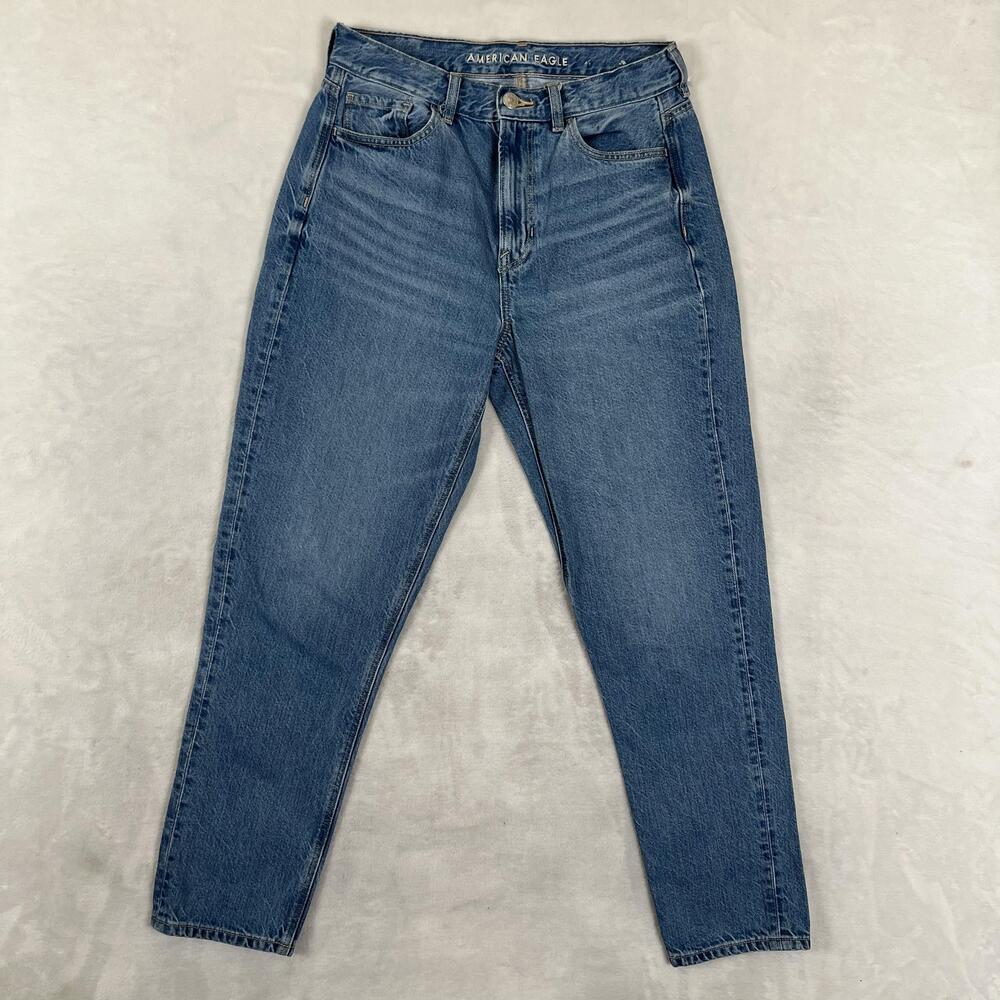 American Eagle Mom Jeans Womens 4 Blue Medium Wash High Rise Relaxed Denim